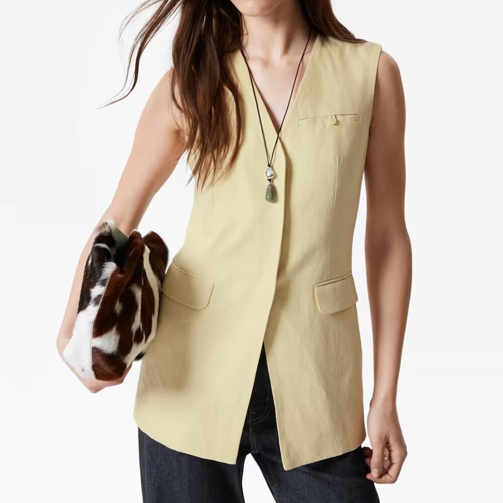 & Other Stories Tailored Vest Light Yellow NWT 8